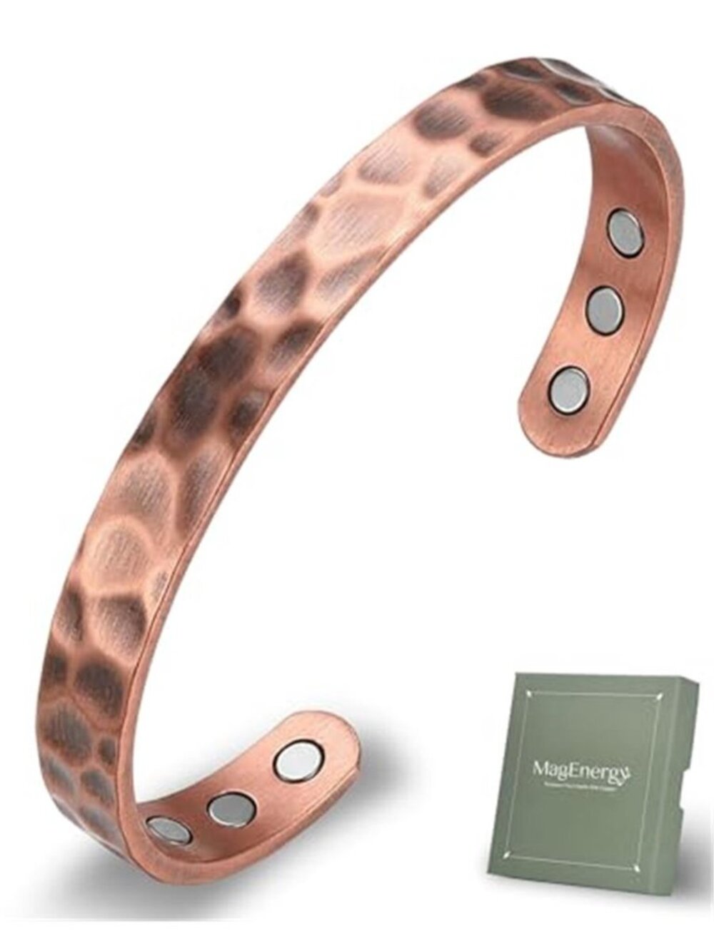 Copper Magnetic Bracelet Mens Womens Pure Copper Hammered Adjustable Jewelry